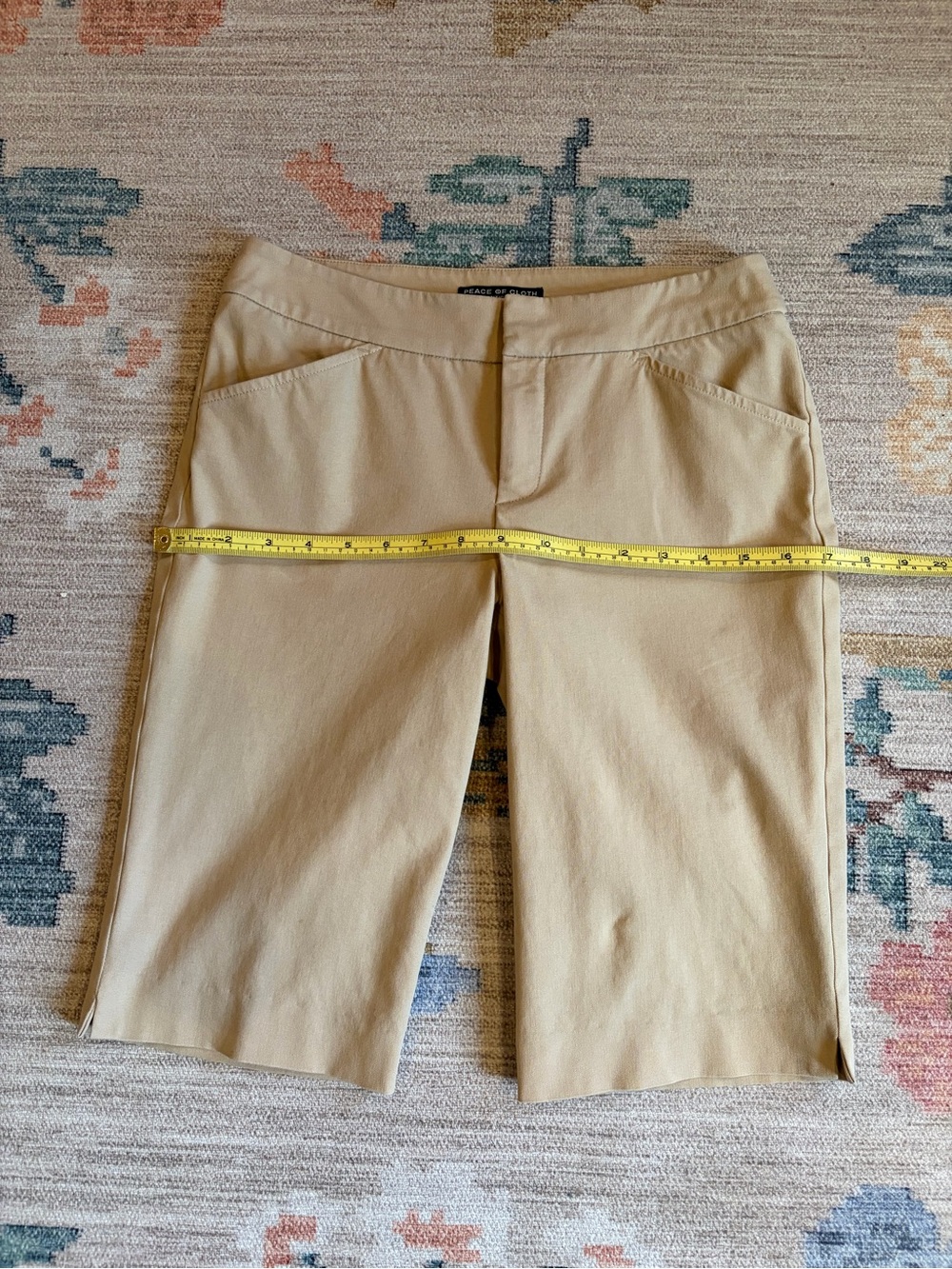 Preppy Coastal Old Money Khaki Tab Front Bermuda Shorts - Picture 6 of 15